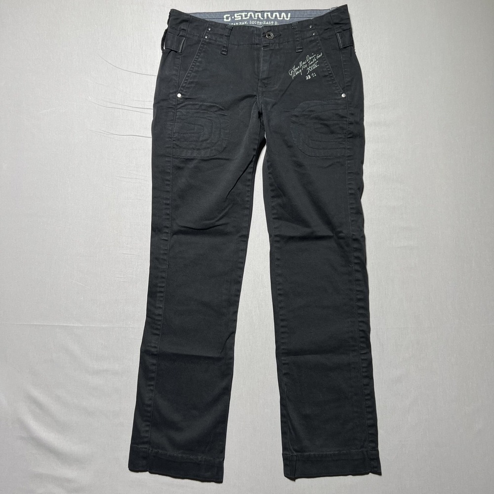 G-Star RAW Black Track Pant Womens‎ 27 Straight Leg Denim Zipper Pocket Pants